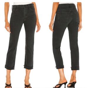 MOTHER DENIM The ScrapperCuff Ankle Fray The Devil May Care Faded Black | Sz 28